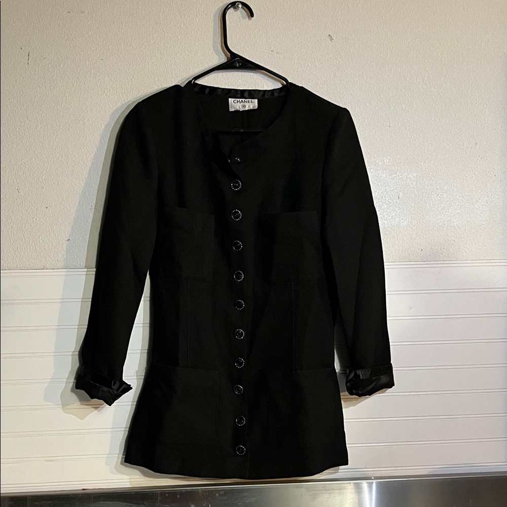CHANEL Black Classic Button-Front Jacket - image 1